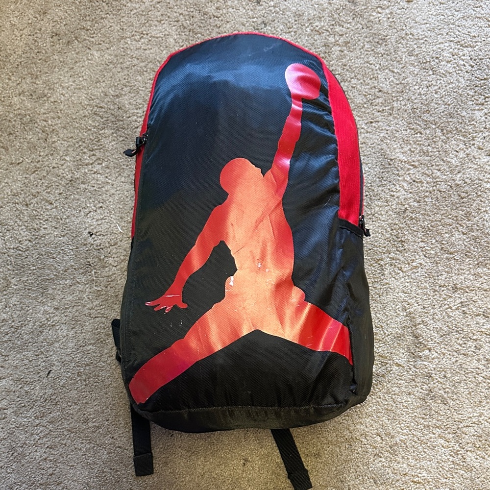 Nike Air Jordan Men Backpack Jumpman Athletic Travel School Black Red One Size